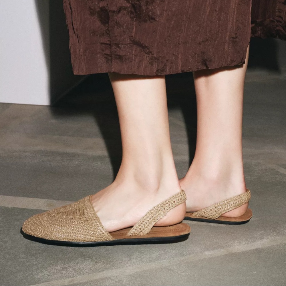 Zara Braided Slingback Flats NWT